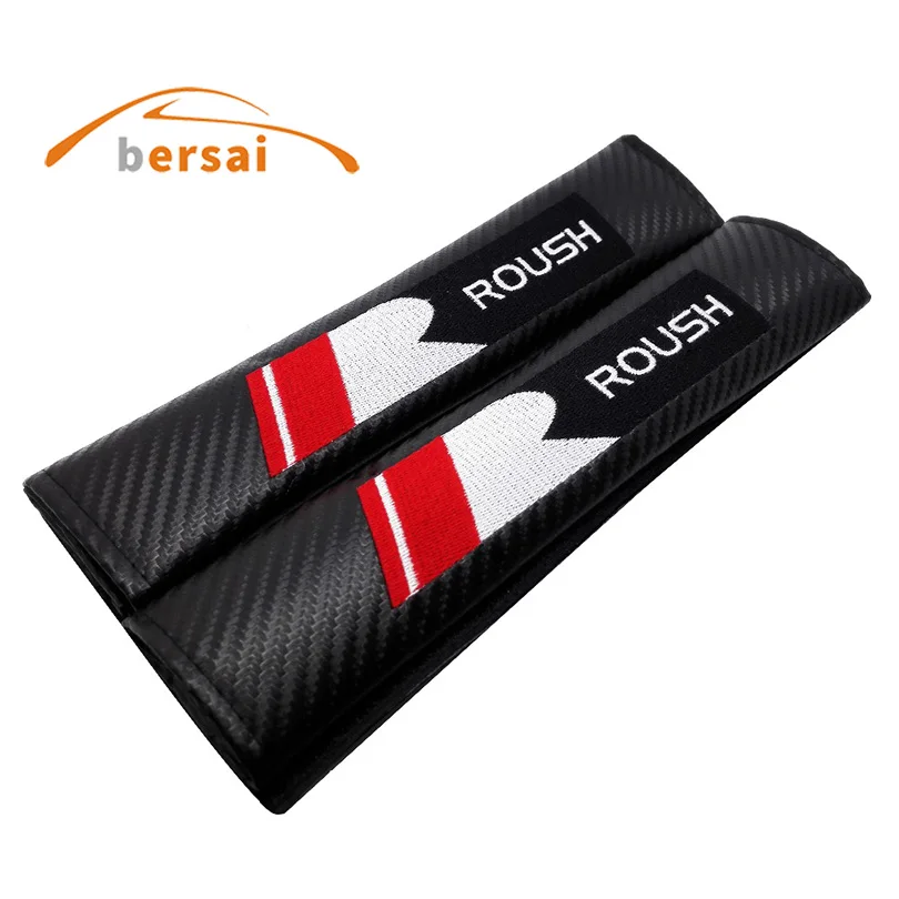 Carbon Fiber Car Seat Belt Cover Shoulder Pad Car Styling For ford ROUSH Focus 2 3 Mustang