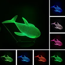 Мультфильм 3D иллюзия Рыба Кит Светодиодные ночники Красочные градиент животного настольные лампы для вечеринки Рождественский Подарок детская Игрушечные лошадки