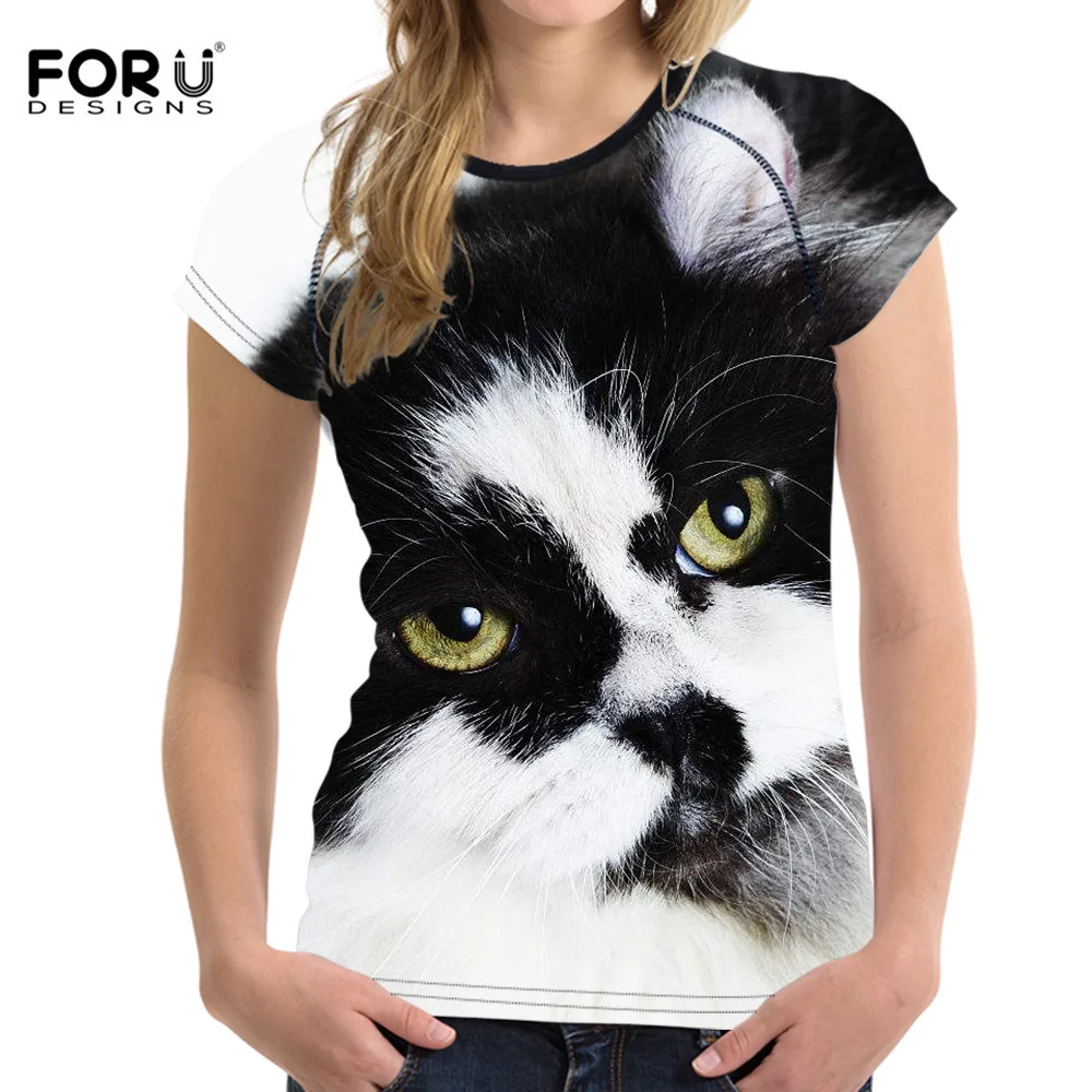 FORUDESIGNS New Arrivals Women Printed Customized Printing Short T ...