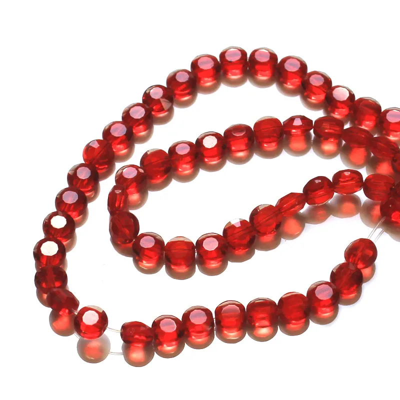 

StreBelle Red Color 6mm 100pcs Button Austria faceted Crystal Glass Beads Loose Spacer Round Beads for Jewelry Making