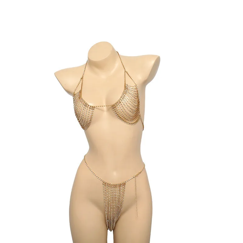 Женский сексуальный комплект нижнего белья с серебряными кристаллами, Женский Регулируемый прозрачный бюстгальтер, наборы, сексуальное нижнее белье с лямкой через шею, комплект нижнего белья для женщин