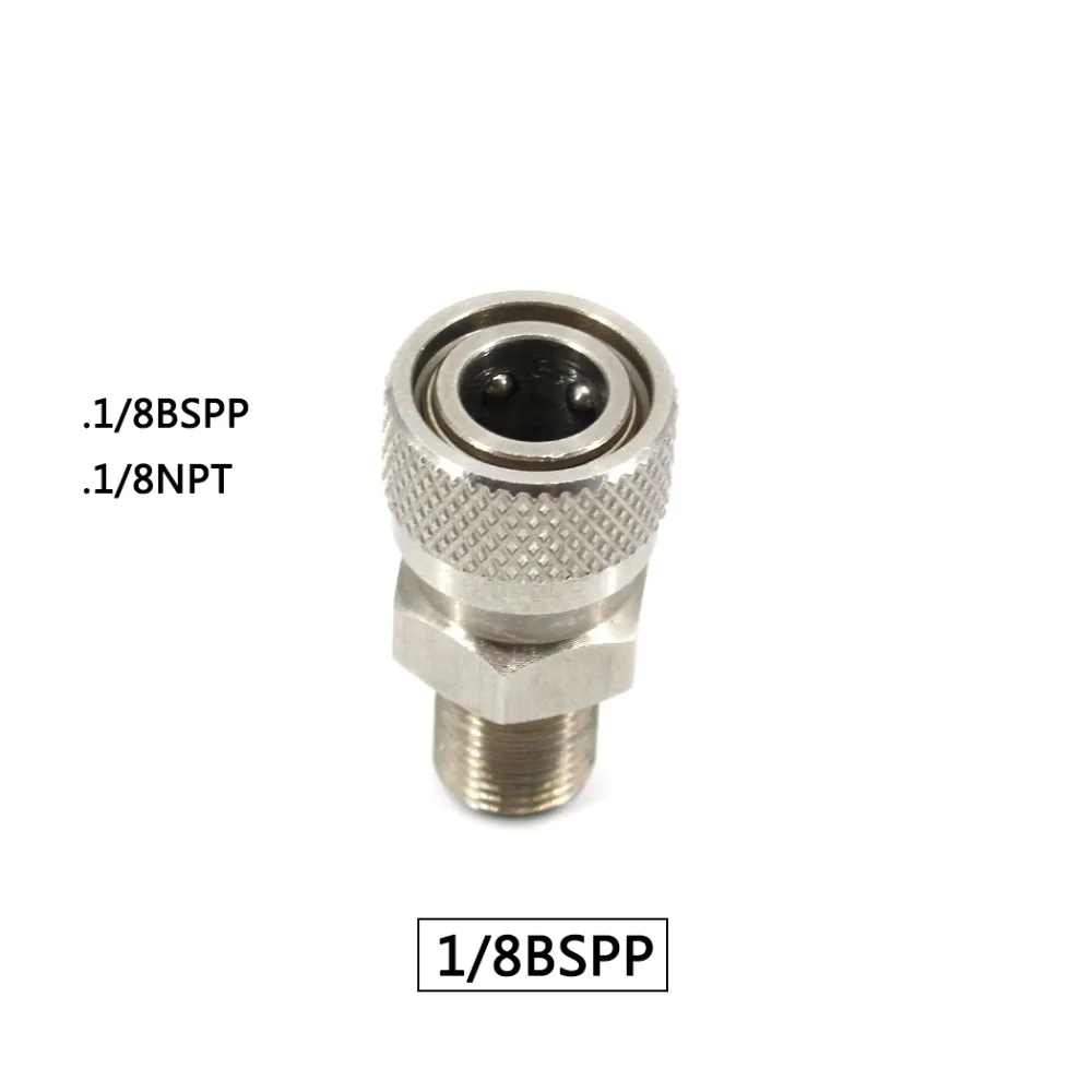 

PCP Airforce Paintball 1/8BSPP 1/8NPT 8mm Fill Nipple Coupler Male Quick Disconnect Stainless Steel Connector Socket Coupler