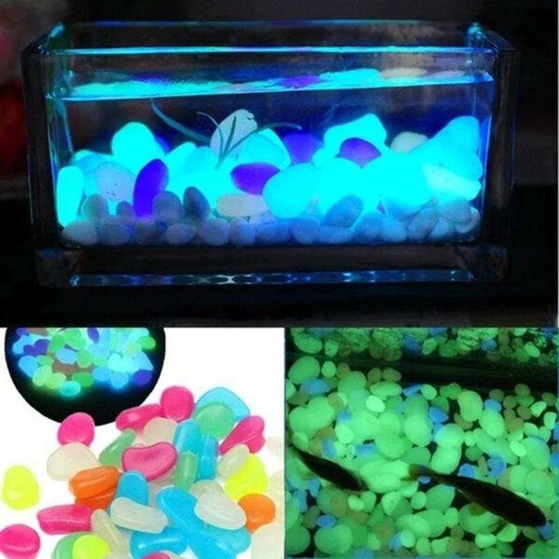 Kopen 100 stks partij Lichtgevende Steen Aquarium Landschap Tuinieren Pebble Kunstmatige Lichtgevende Verschillende Stenen Tuin Ornamenten Ambachten Gift