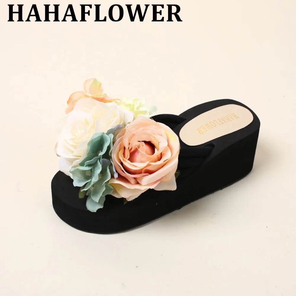 Летние женские сандалии HAHAFLOWER красочная летняя пляжная обувь женская на плоской