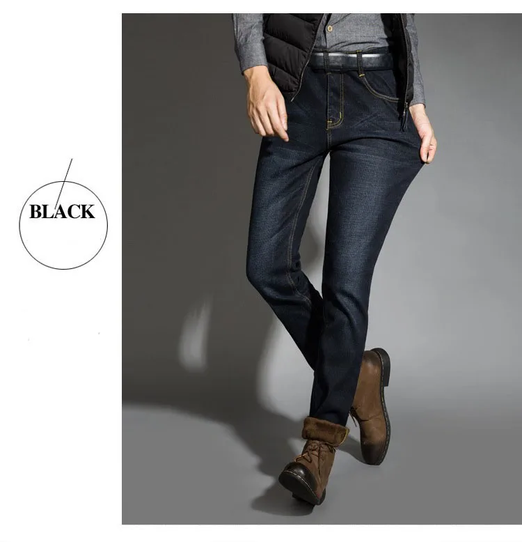 2019 новые мужские теплые джинсы высокого качества Известные брендовые осенние зимние джинсы теплые флокированные теплые мягкие мужские