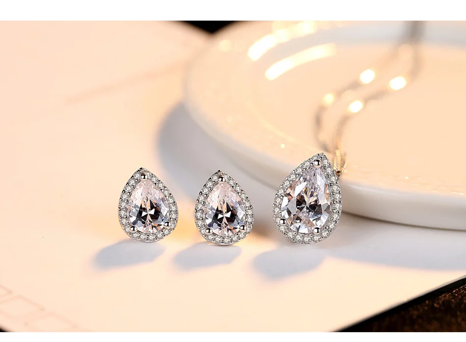

S925 sterling silver water drop necklace pendant fashion jewelry female gift VS01