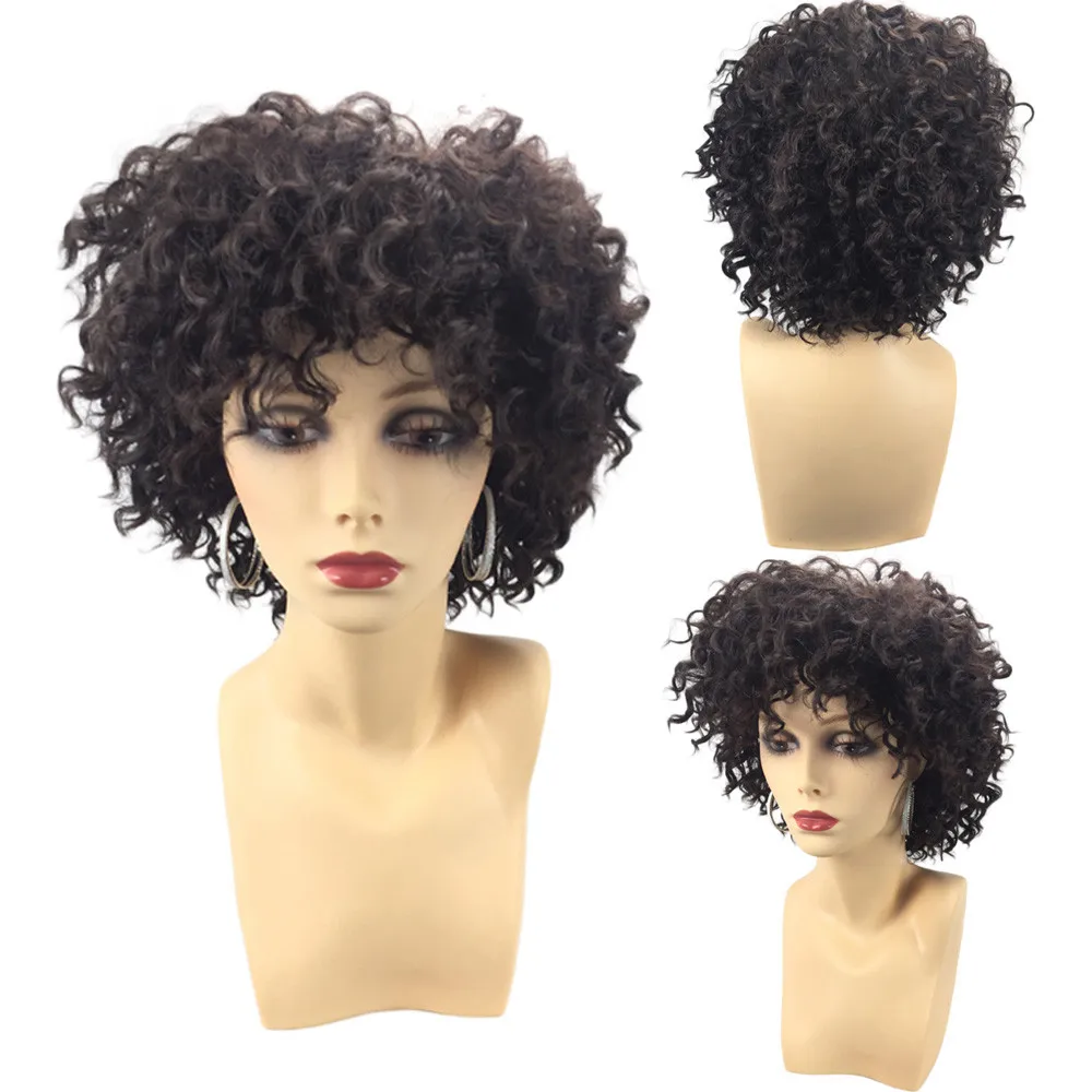 Fashion Short Curly Fluffy Afro Wave Synthetic Fiber Wig Hair Jet Black Heat Resistant Wigs for Women Lady 2M81206 Fashion Short Curly Fluffy Afro Wave Synthetic Fiber Wig Hair Jet Black Heat Resistant Wigs for Women Lady 2M81206