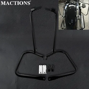 

Motorcycle Saddlebag Bracket Guard W/ Support Bar Black/Chrome For Harley Touring Road King Electra Glide Classic FLHR FLHTC