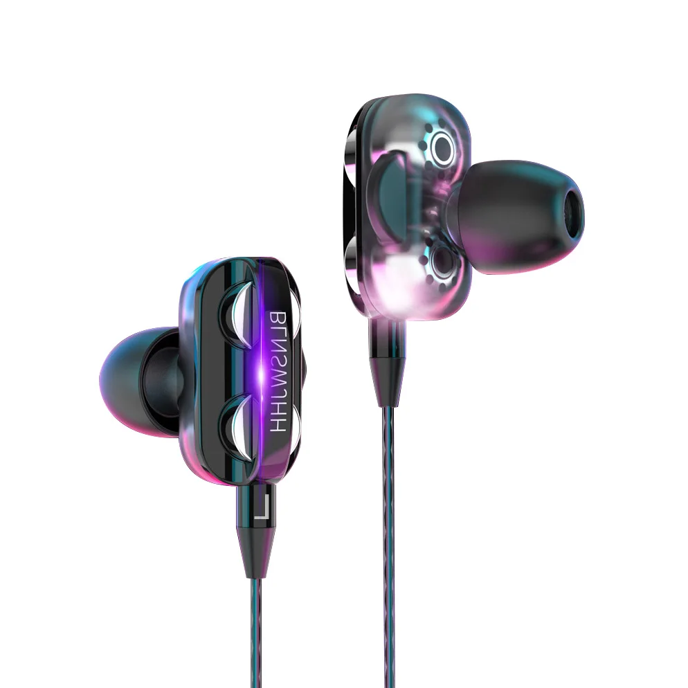 

RUKZ A2 Dual Dynamic Horn Unit Earphone with HD Mic for XIAOMI Stereo Noise Canceling Earbuds Headset Bass Sport Earpieces