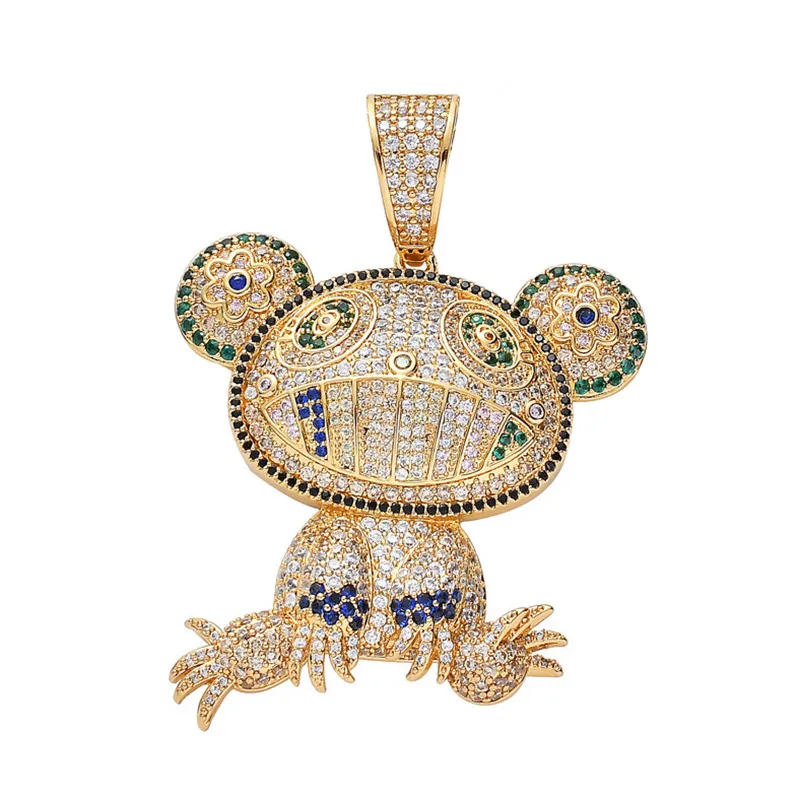 

Hip Hop Iced Out Frog Pendant Necklaces For Men Women Charm Chain Jewelry Gifts Full Micro Pave Zircon Necklaces