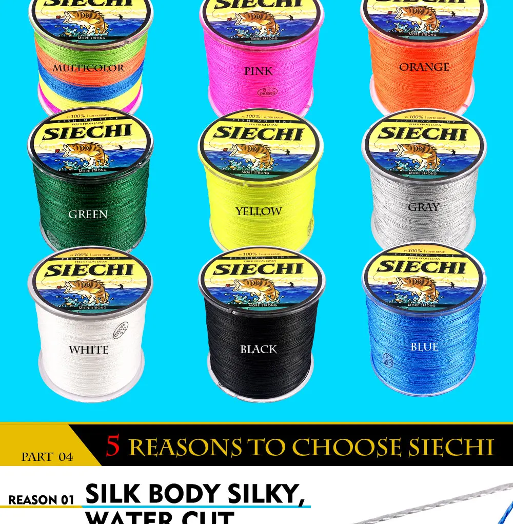 Linhas de Pesca Linha de Pesca 300 m pe Vertente 4 Tece Siechi Trançada Multifilamento Trançada Corda Grande Angular Tecnologia 18 80lb 5 Cheap Linhas de pesca