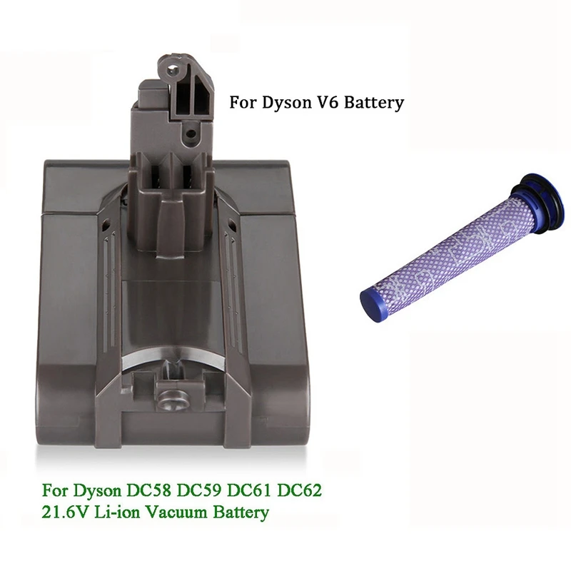Beste HOT! voeg Filter V6 21.6V 3000Mah Li Ion Batterij Voor Dyson V6 Batterij Voor Dc58 Dc59 Dc61 Dc62 Stofzuiger sv09 Sv07 Sv03 Sv04