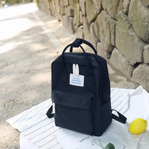 Женский рюкзак для колледжа, школьный рюкзак для подростков, Холщовый женский рюкзак 15 дюймов, рюкзак для ноутбука - Цвет: black