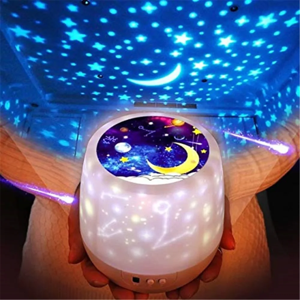  Night Light Projector Star Moon Sky Rotating Battery Operated Bedside Lamp For Children Kids Baby B - 32945009781