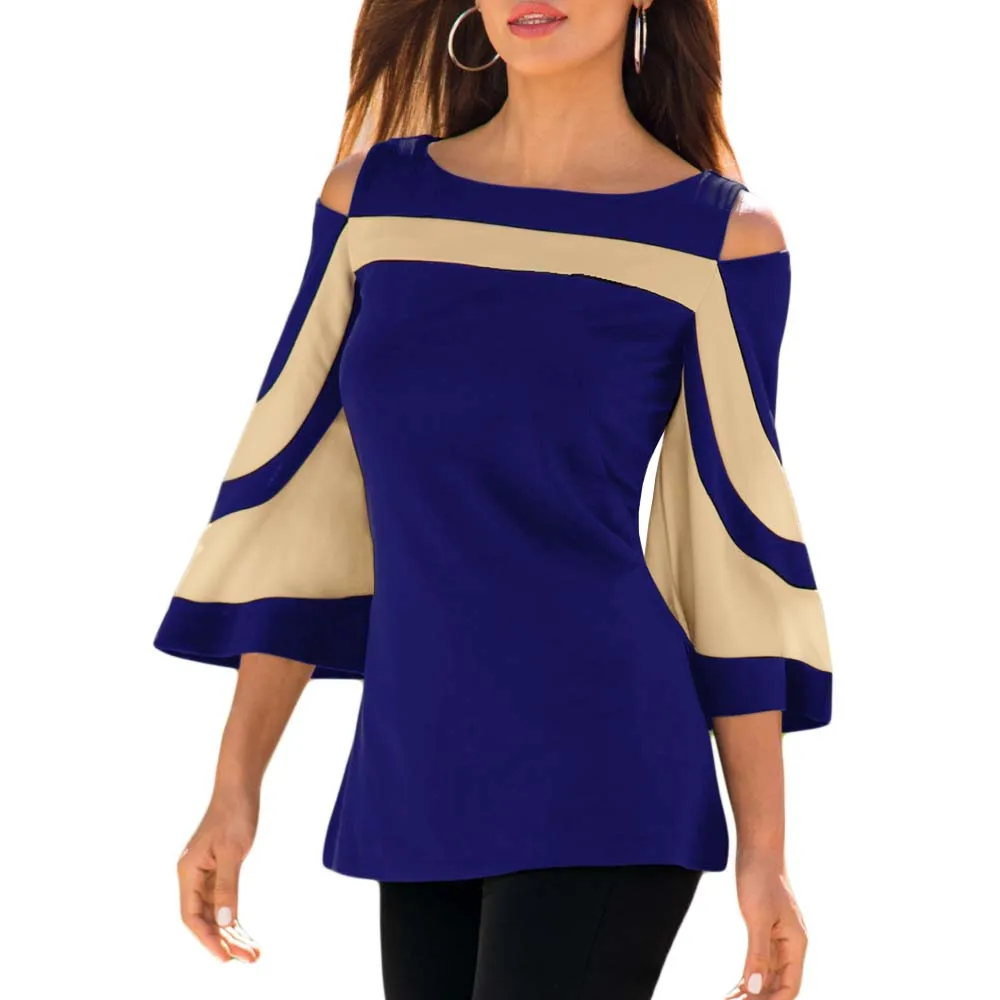Women's Sexy T-Shirt Off Shoulder Top Batwing Sleeve Casual Patchwork T-Shirts Clothes Plus Sizes Poleras Mujer Show Slim YF788