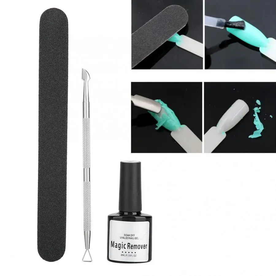 

3pcs of Set Nail Polish Removal Gel Stainless Steel Push Nail File Nail Art Tool Kit for Nail Art