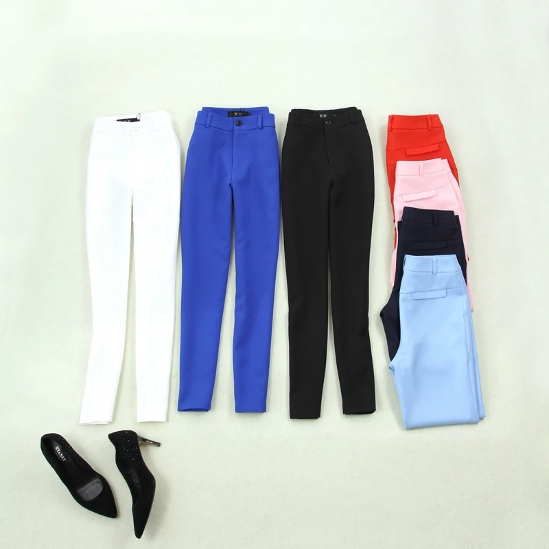 

Women's 2019 spring and summer new black white blue pink red large size pencil pants OL office business trousers