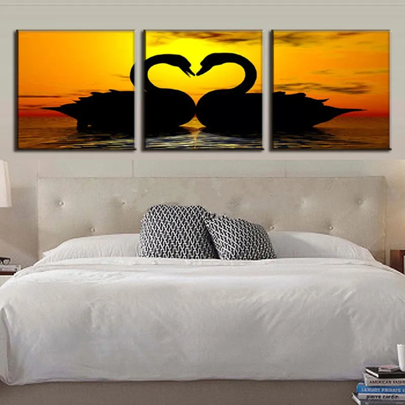 3 Panel Pictures Hand painted Acrylic Paintings Bedroom Wall Art