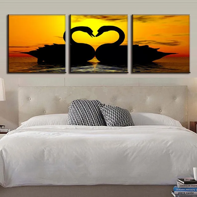 3 Panel Pictures Hand Painted Acrylic Paintings Bedroom Wall Art 3 Panel Pictures Hand Painted Acrylic Paintings Bedroom Wall Art Handmade Swans Oil Painting