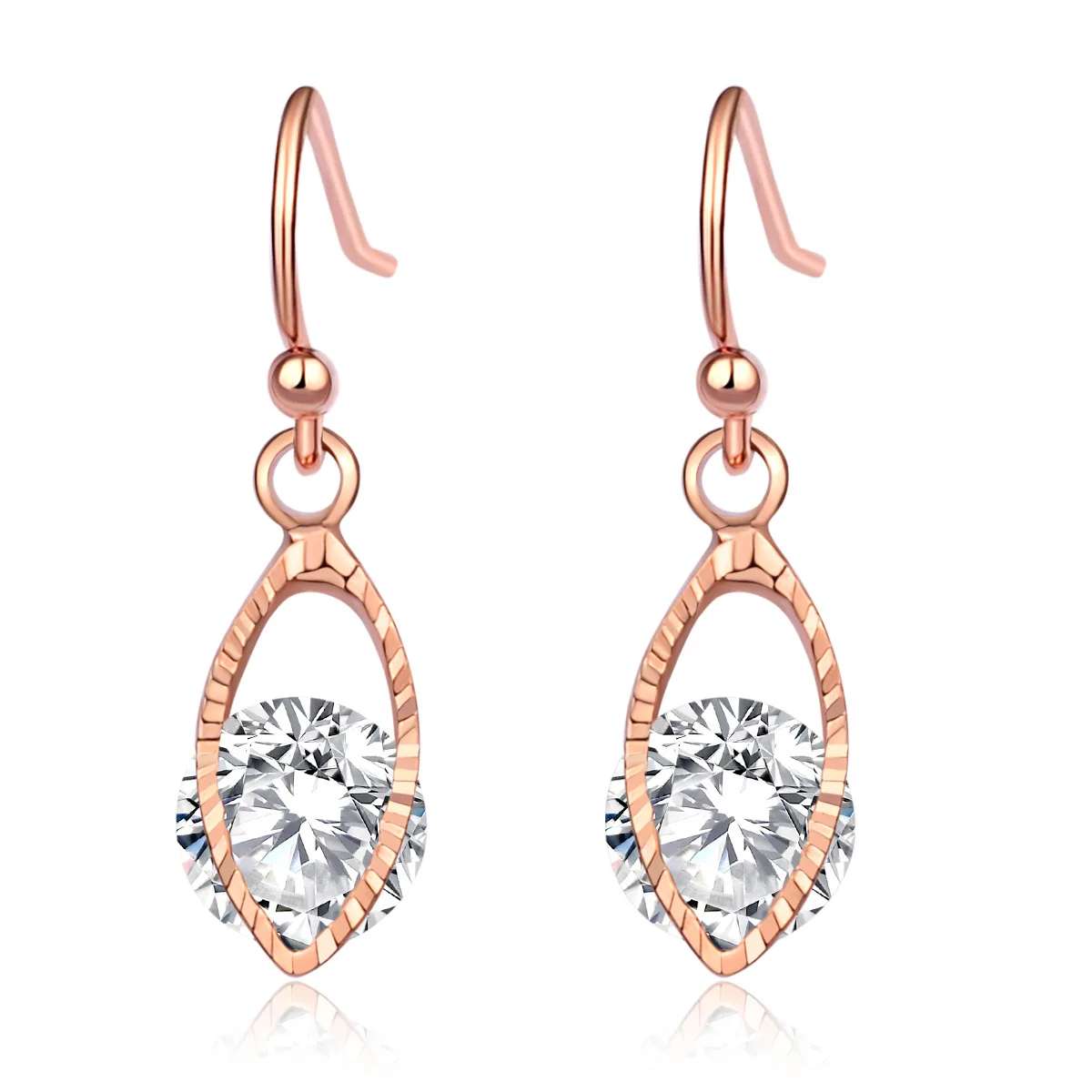 

New Korean fashion women earrings rose gold zircon earrings wedding engagement jewelry holiday gift
