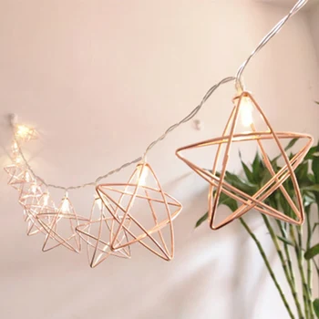 

Party Decor Rose Gold finishing star shape Battery iron led String Lights, Festival Decor Lights, Decorative led lighting