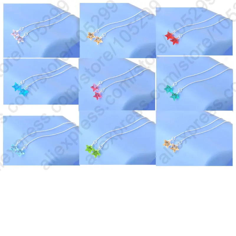

JEXXI DIY Austrian Crystal Zircon 925 Sterling Silver Thread Box Chains Earrings Jewelry Multi colors