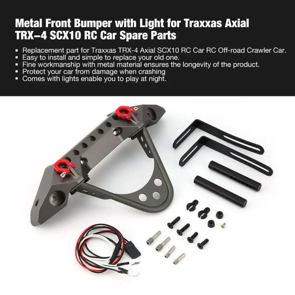 

Metal Steel Front Bumper with LED Lights for Traxxas Axial SCX10 RC Off-road Crawler Car Spare Parts Accessories Component fz