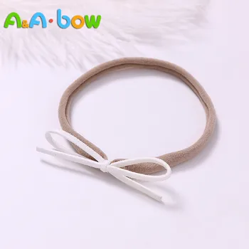 

1pcs/lot Popular Faux Suede Ribbon bow Baby headband nylon hair Accessories Nylon Headband