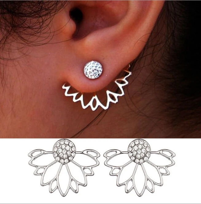 

2017 New Fashion Jewelry Gold Color Hollow Out Leaf Stud Earrings Ear Cuff Clip For Women Jacket Piercing Earrings Jewelry