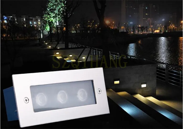 Outdoor LED Step Light Waterproof Stair Underground Light Wall Embedded Lamp Lighting Deck Footlights 85-265V/12V IP68