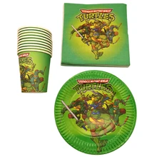 Ninja Turtles Theme Food Grade Paper Napkins Baby Shower Events Party Decoration Kids Favors Plates Happy Birthday Cups 60PCS paper ninja