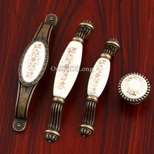 Top Designed 10PCS European Antique Kitchen Door Furniture Handles Ceramic Cupboard Wardrobe Drawer Cabinet Pulls Handles