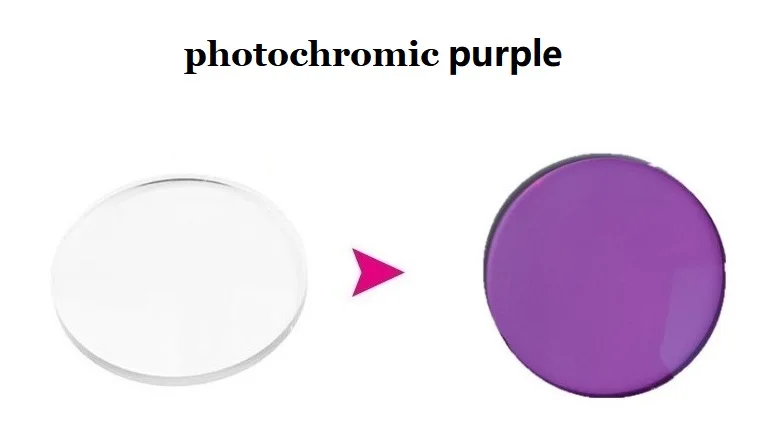 1.56 photochromic pink blue purple color myopia sunglasses dimmed myopia resin eyeglasses prescription optica lenses for eyes