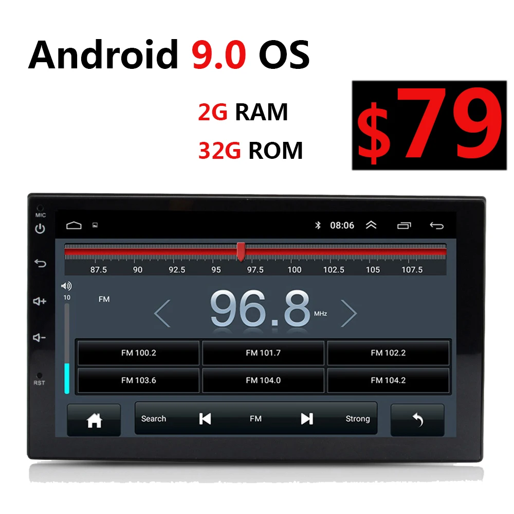 

7" Android 9.0 2 Din Car Radio 2G RAM Wifi Bluetooth GPS Double Din Autoradio Stereo 2Din MP4 MP5 Player FM 45