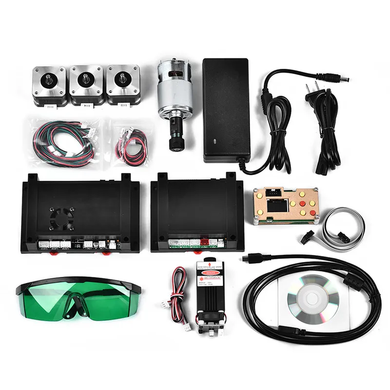 2.5W 450nm TTL PWM Control Blue Laser Module, DC 12V Focal Adjustable Laser Head, 100-240V Laser Head Engraving Module+goggles