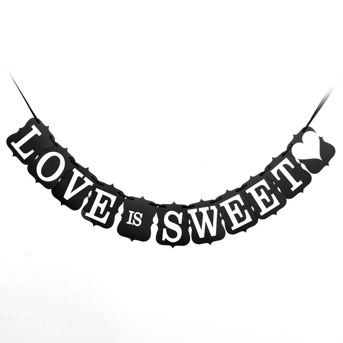 

Love Is Sweet Card Paper Candy Buffet Bunting Banner Wedding Decoration Vintage Baby Birthday Decorations