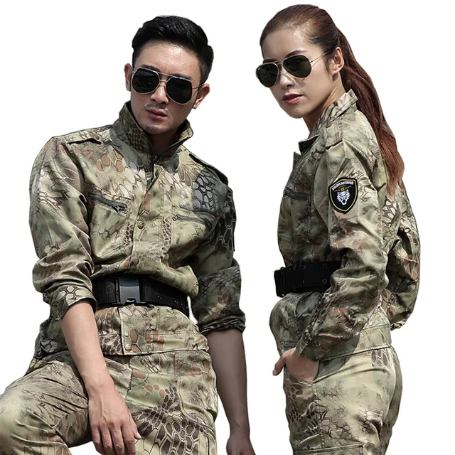 Mens Hunting Clothes Yellow Python Camouflage Suit Army