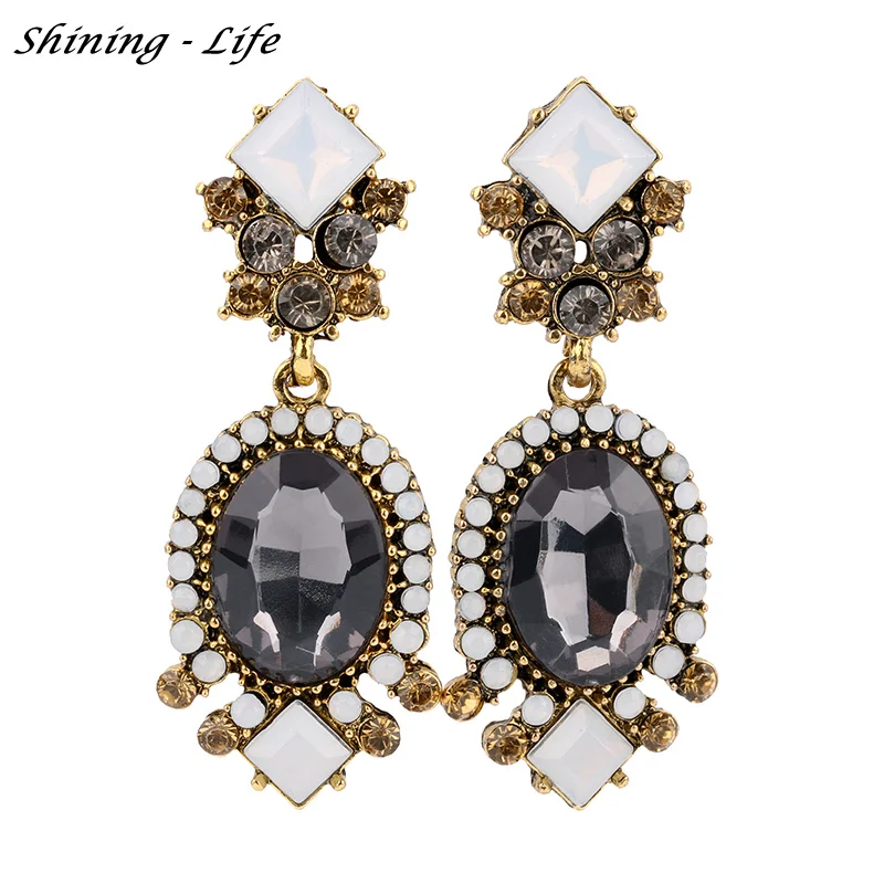 Luxury Cubic Zirconia Flower Earrings Brinco Tide Geometric Statement