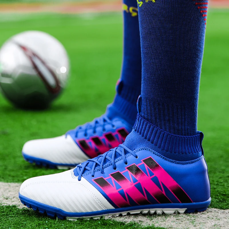 DUDELI бренд TF футбольная обувь высокие лодыжки мужские Детские тренировочные футбольные бутсы Нескользящие футбольные бутсы высокие футбольные бутсы