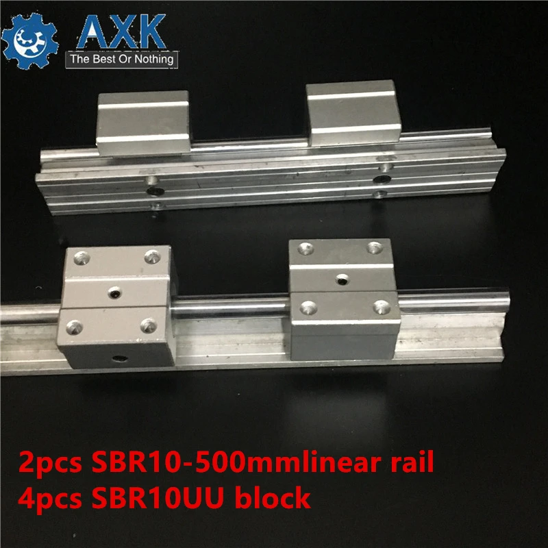 

2pcs SBR10 500mm linear rail support with 4pcs SBR10UU linear guide auminum bearing sliding block cnc parts