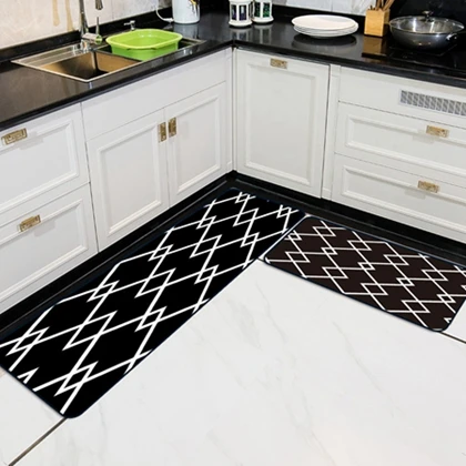 Kitchen Mat6 Черный белый полиэстер с геометрическим принтом резиновый противоскользящий коврик для передней двери коридор моющийся коврик для ванной креативный кухонный длинный ковер - Цвет: Kitchen Mat6