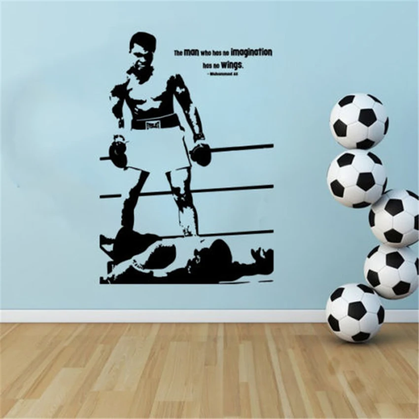 Muhammad Ali Wall Decal Boxer Vinyl Wall Sticker Sport Home Decor Ideas Room Interior Wall Art Mural Home Decoration MY29