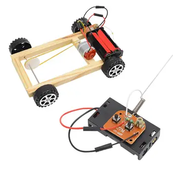 

Wood DIY Assembly 4WD RC Remote Control Car Vehicle Model Kit Children Kids Toy