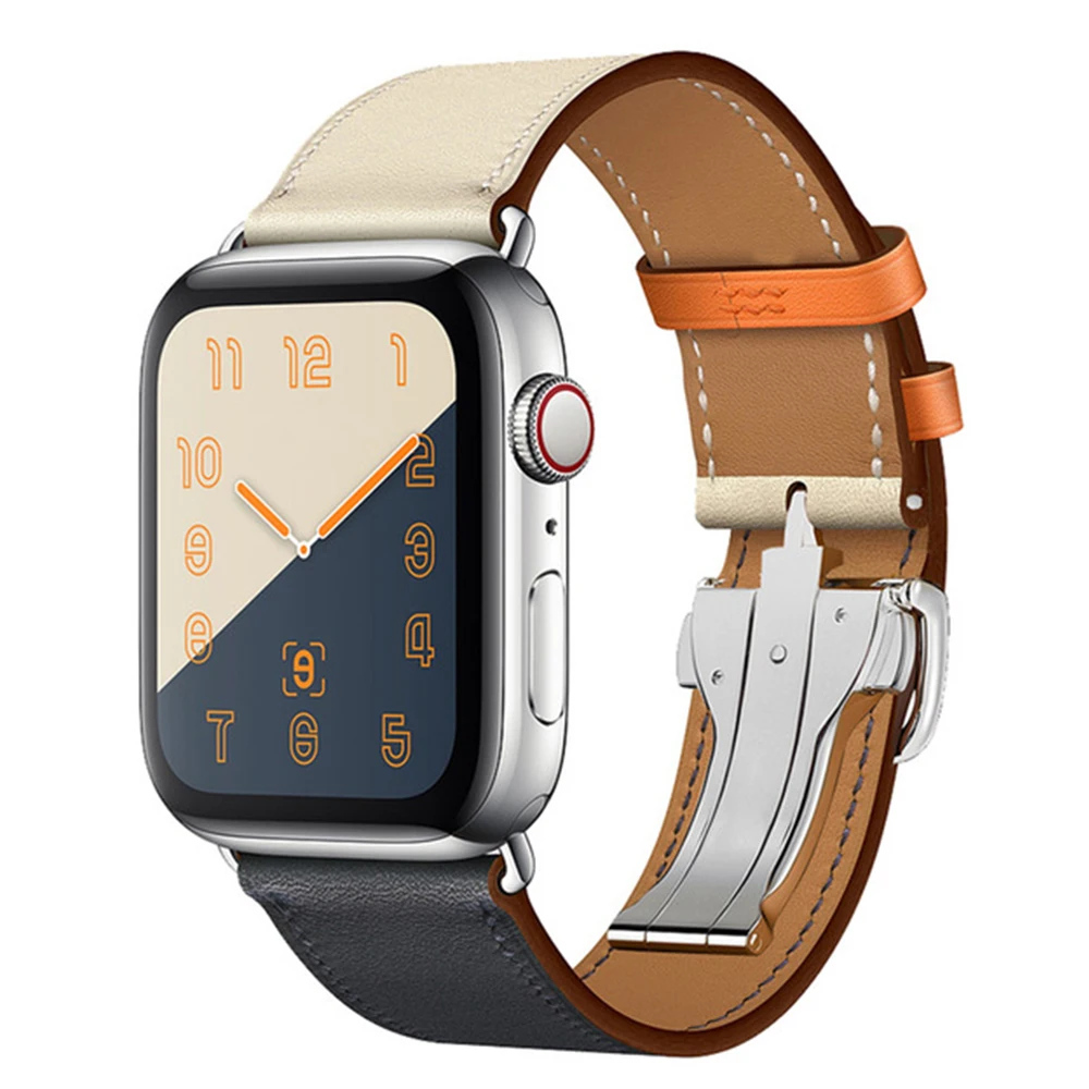

Genuine Cow Leather Watchband for iWatch Apple Watch Series 4/3/2/1 38mm 40mm 42mm 44mm Replacement Band Strap Wrist Bracelet 01