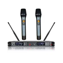 Bolymic профессиональный беспроводной микрофон UHF Настоящее разнообразие Двойные каналы беспроводной караоке микрофон системы для школы церковный театр