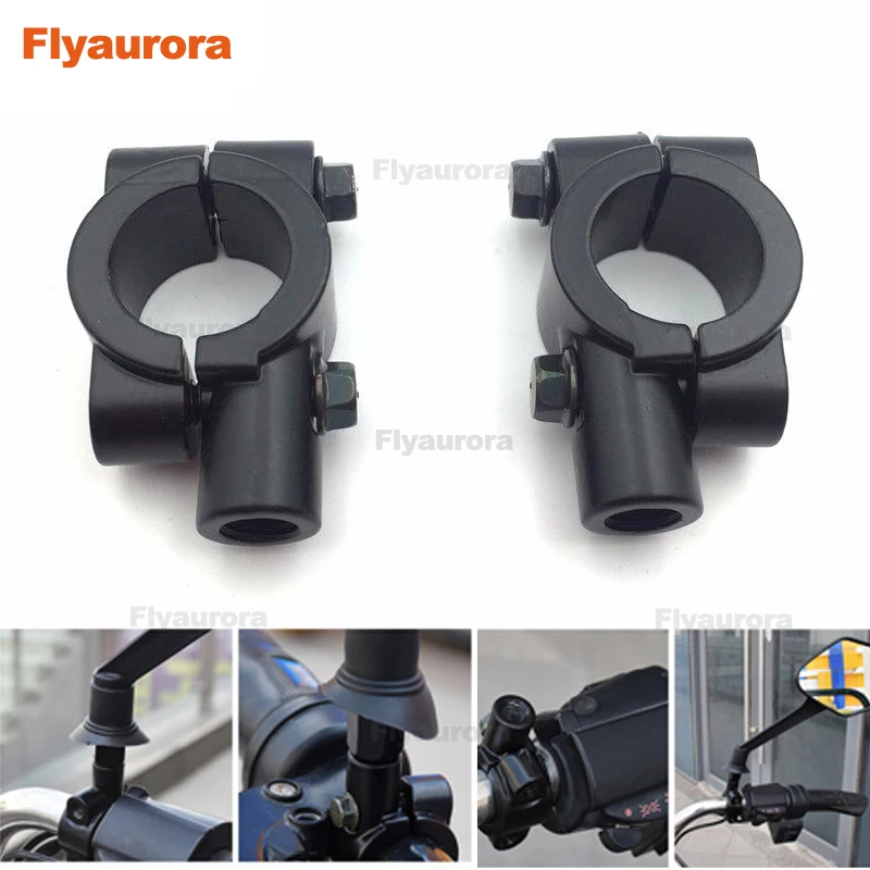 

2pcs 10mm/8mm Moto 7/8" 22mm HandleBar Mirror Mount Holder Rear View Mirrors Adapter Bracket ATV Scooter Vehicles Handle Thread