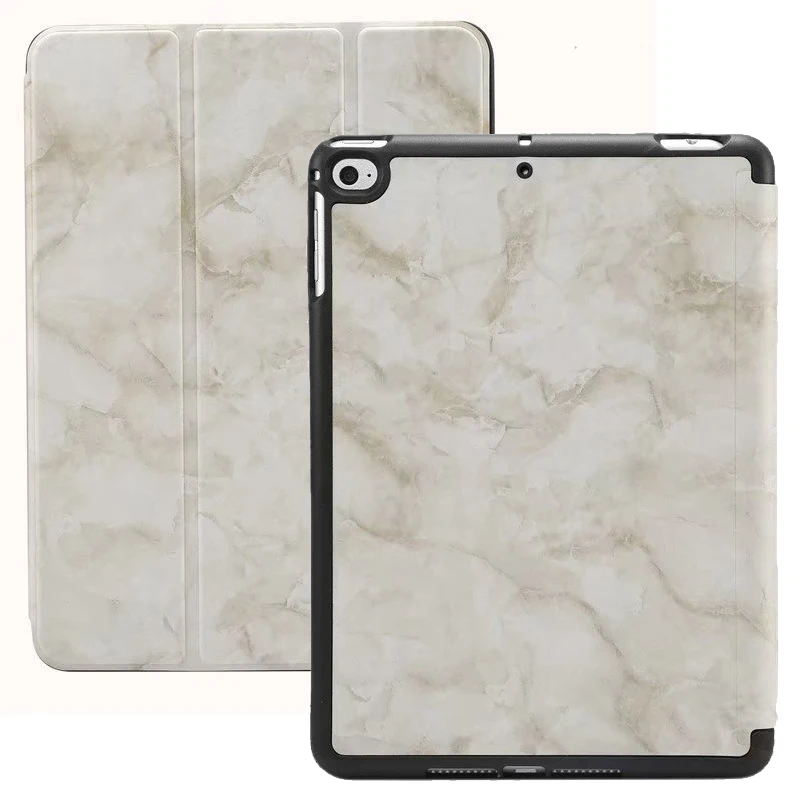 10 шт./лот Ультратонкий чехол книжка из мраморной кожи с подставкой для iPad Mini