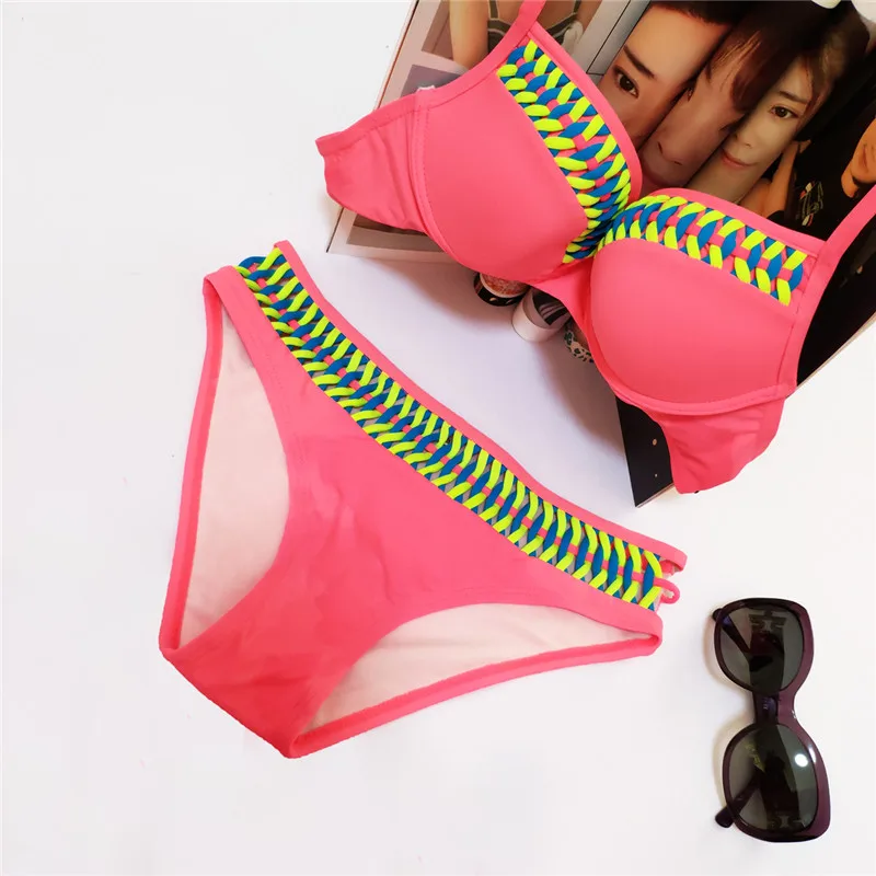 Bikinis Female 2019 High Quality Bikini Knit Push-Up Padded Bra Bikini Set Swimwear Woman Biquini Swimsuit Girls Beachwear (13)