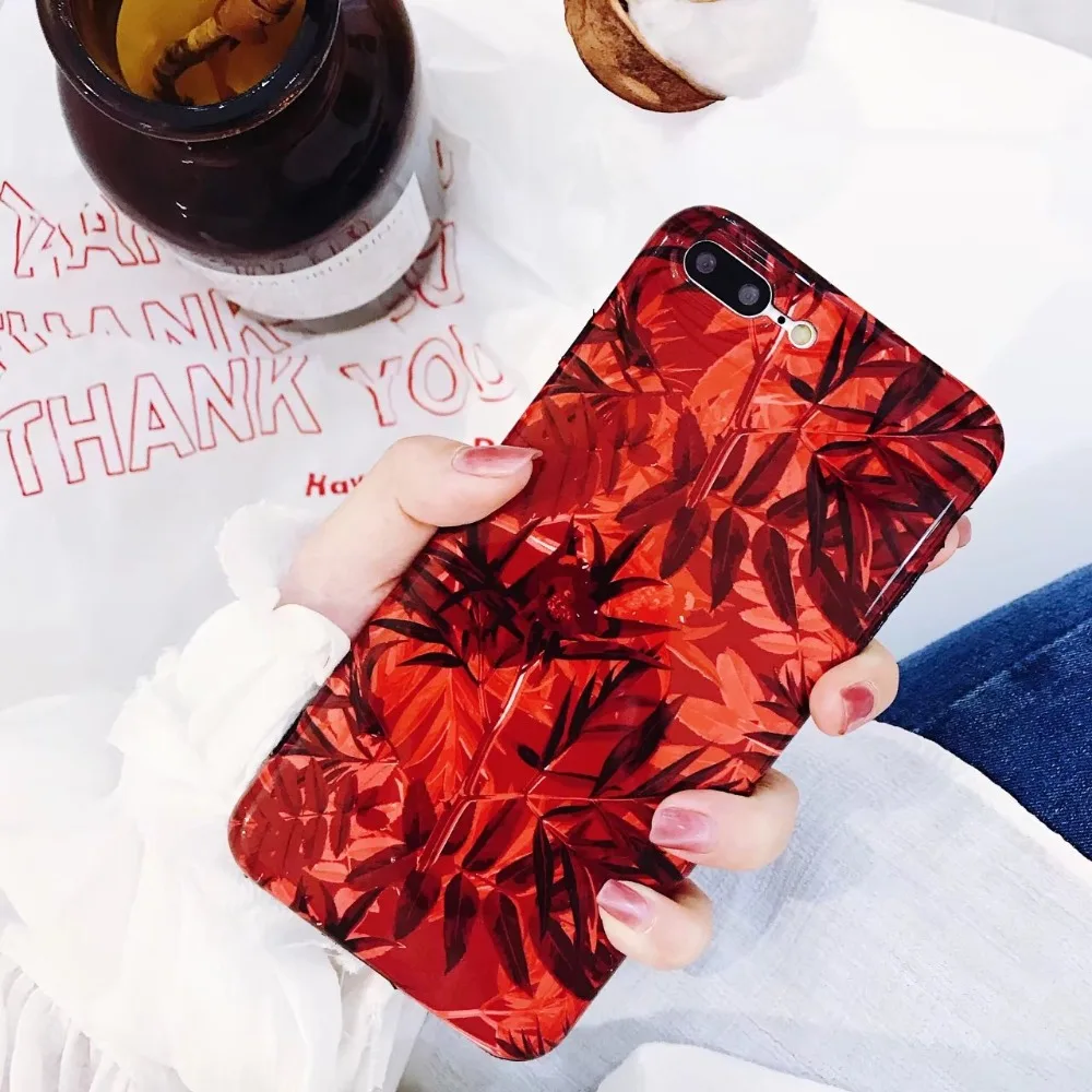 Couqe для iPhone 7 Чехол Мода IMD Красный цветочные картины Телефонные чехлы iphone x 8 плюс