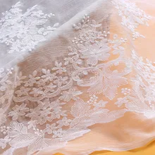 2 ярдов шелк полые вышивка ткань Белый для свадебного платья
